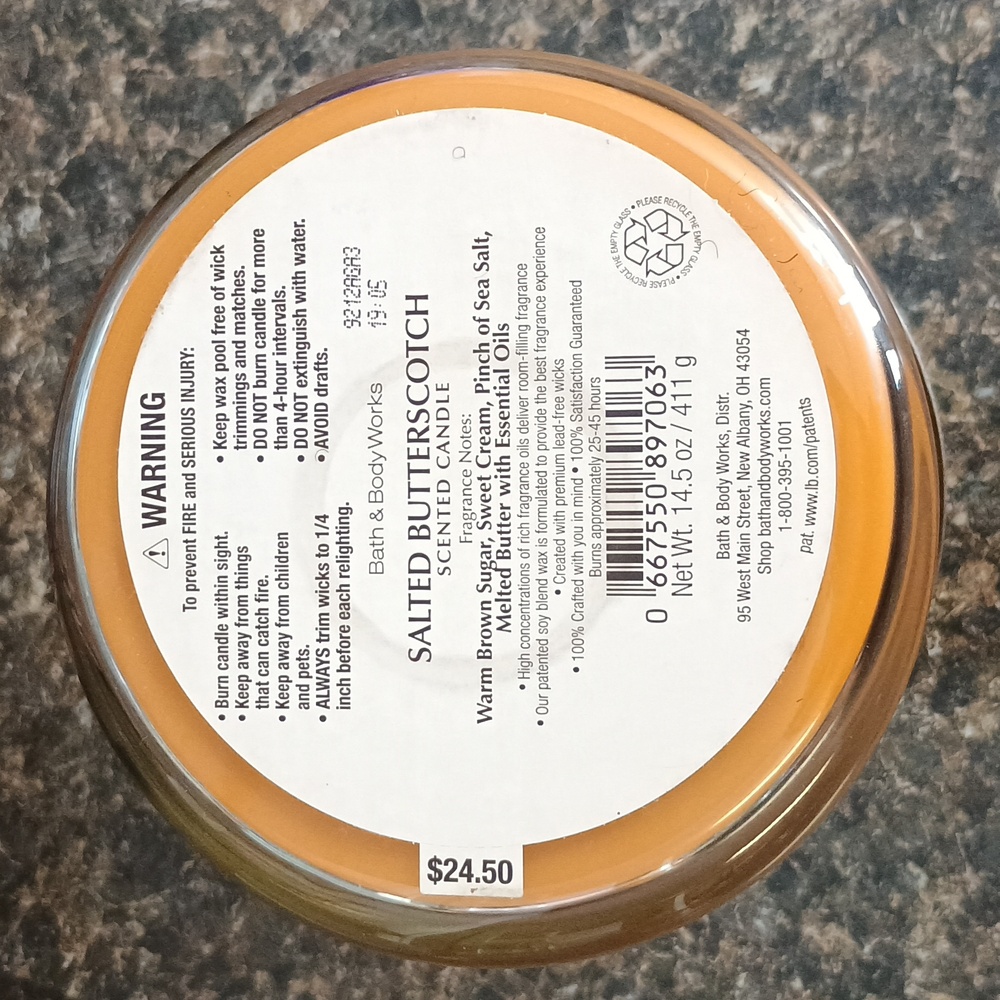 Bath & Body Works Salted Butterscotch Candle 14.5 oz - Picture 4 of 4
